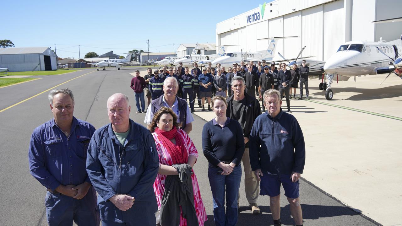 Representing the commercial tenants and hundreds of workers employed at the Toowoomba Aerodrome are (from left) Paul Coughran, Matt Handley, Glenn Atkinson, Annamaria Zuccoli, Kathryn Organ-Moore, Rodney Woods and Paul Gordon-Brander. The group is concerned about the Toowoomba Regional Council's commitment to the asset. Picture: Tom Gillespie