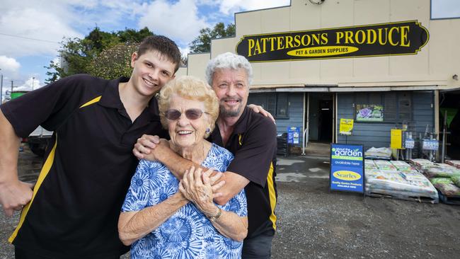 Pattersons Produce owners will Josh Rabe, Laurima Rabe and Peter Rabe close their doors on June 29. Picture: Renae Droop