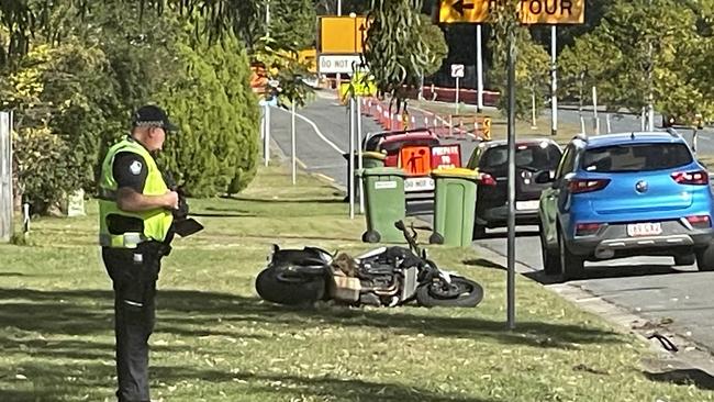 A man is fighting for his life after his motorcycle crashed into a tree in Southport. Picture: Charlton Hart