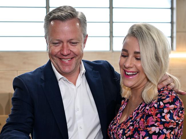 GOLD COAST, AUSTRALIA - NewWire Photos - JULY 15, 2023. LNP candidate for the federal seat of Fadden, Cameron Caldwell and his wife Lauren vote at Coomera Rivers State School in the seatÃs by-election, following the resignation of Stuart Robert.Picture: Dan Peled / NCA Newswire