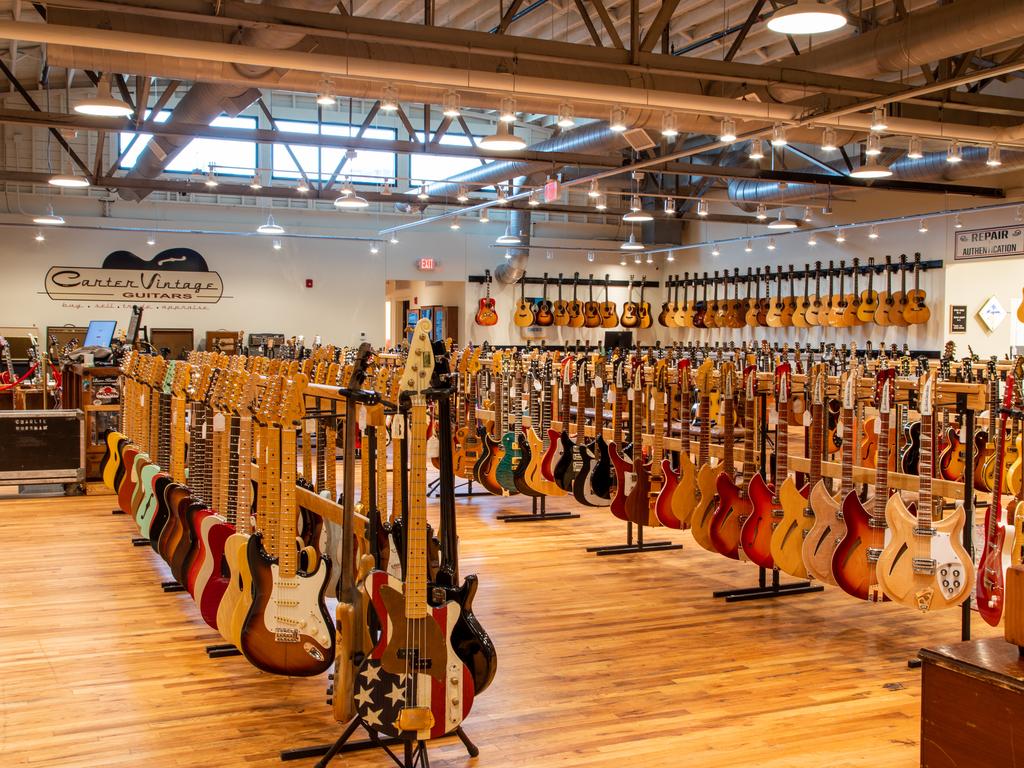 The impeccable Carter Vintage Guitars studio (above) is a pit-stop for just about every artist that passes through Nashville. Picture: Nashville Convention &amp; Visitors Corp