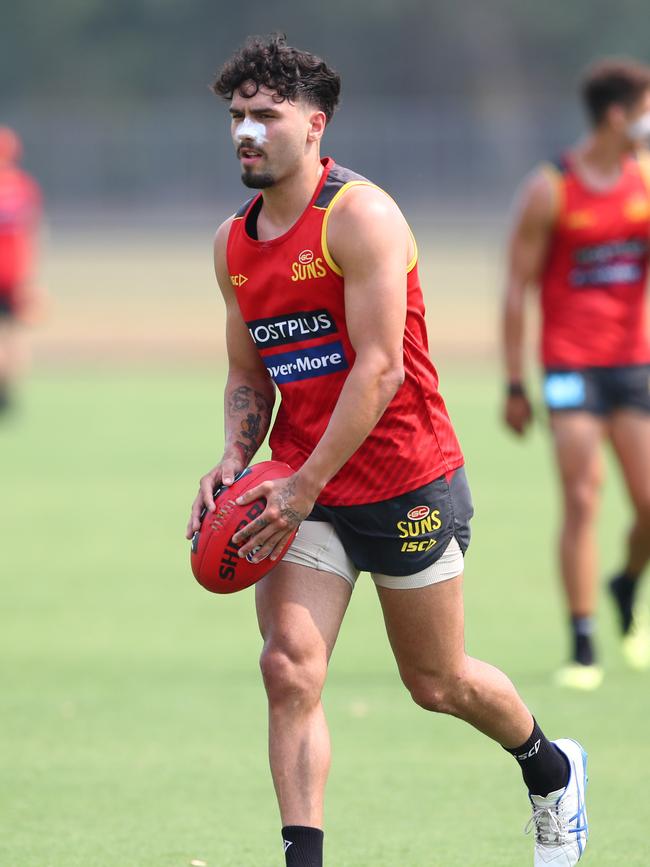 Izak Rankine in action during a Gold Coast Suns AFL training session at Metricon Stadium on December 09, 2019 in Gold Coast, Australia. (Photo by Chris Hyde/AFL Photos/Getty Images)