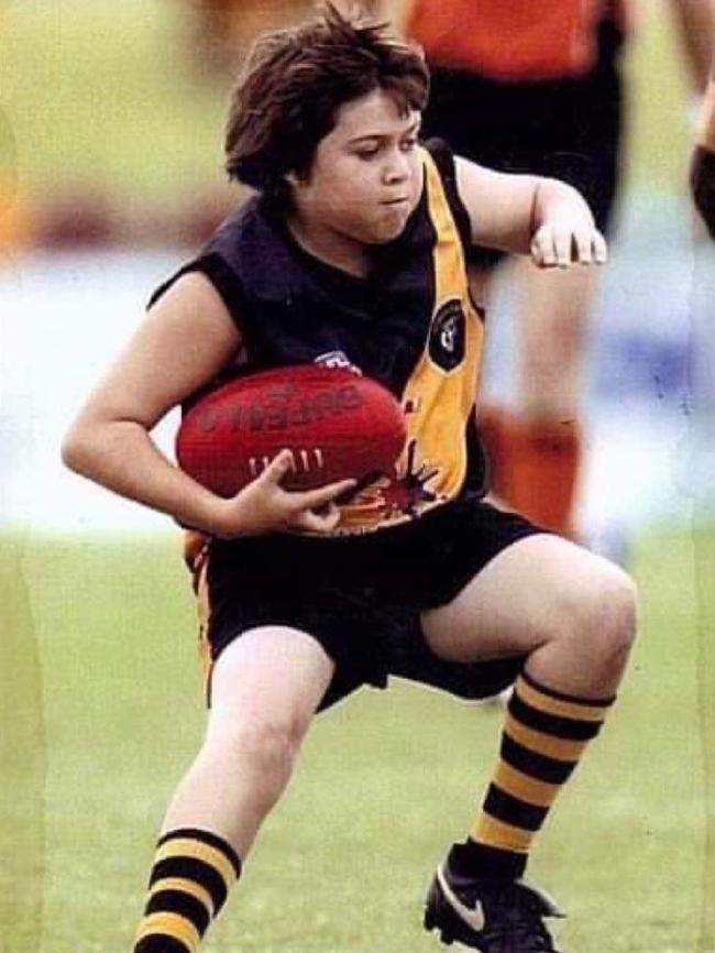 North Cairns player Dillon Rogers as a baby. He'll play his 200th men's game this weekend. Picture: supplied