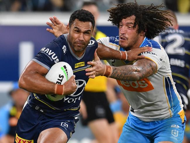 Justin O’Neill (left) played 123 games for the Cowboys and 68 for the Storm. Picture: Evan Morgan