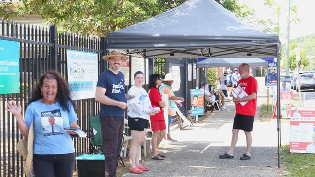 Bayview Heights resident Jenelle Reghenzani at the Woree State School polling centre on election day in Cairns. Picture: Peter Carruthers