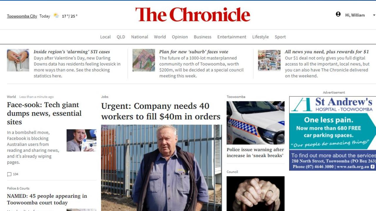 The Chronicle homepage, where you can find the latest news.