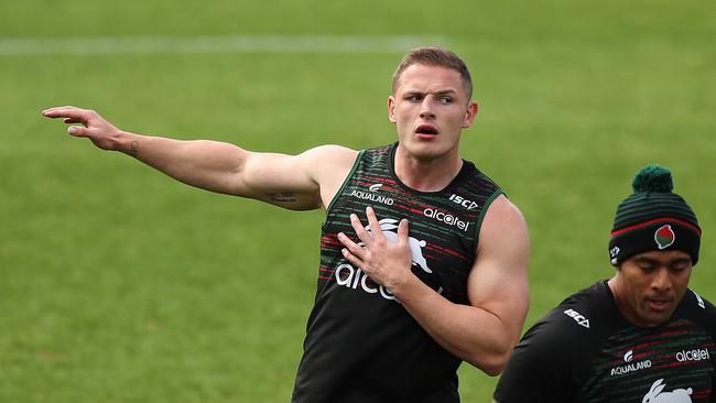 George Burgess with the Rabbitohs before he left the club. Picture: Brett Costello.