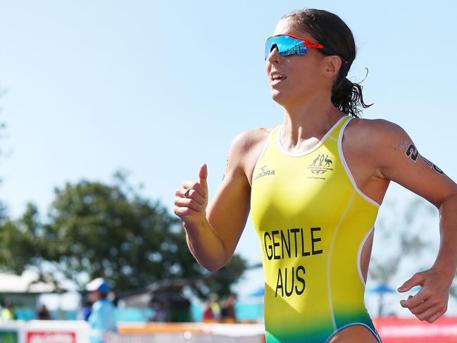 Ashleigh Gentle of Austraia runs during the Mixed Team relay during the Triathlon on day three of the Gold Coast 2018 Commonwealth Games at Southport Broadwater Parklands on April 7, 2018 on the Gold Coast, Australia. (Photo by Michael Dodge/Getty Images)