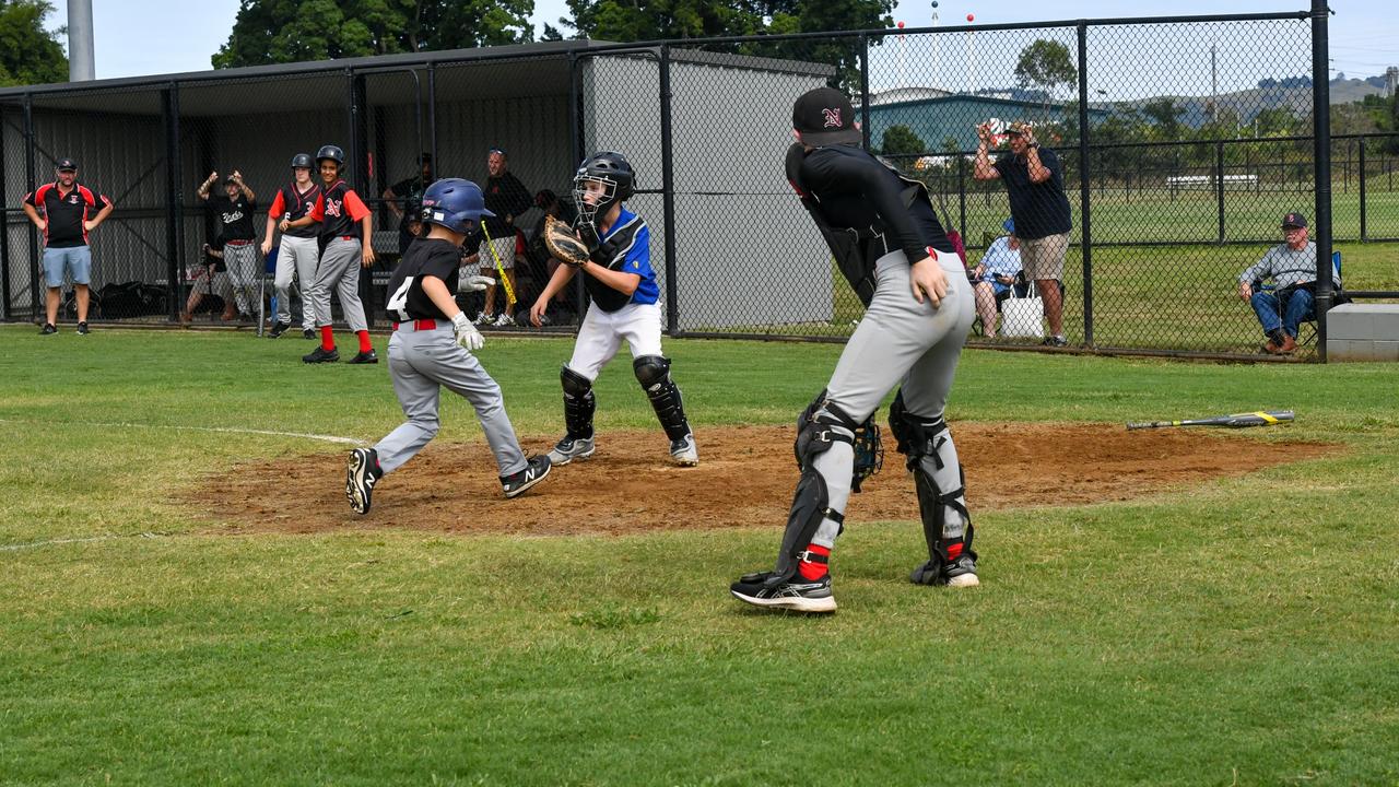 Players from Lismore Workers and North's Baseball Clubs joined in for a friendly match to launch the 2023 baseball season at Albert Park on Saturday. Picture: Cath Piltz