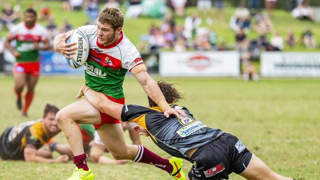 Sam Scarlett in the Intrust Super Cup rugby game between Wynnum Manly Seagulls and Sunshine Coast Falcons. Picture: AAP image/Richard Walker