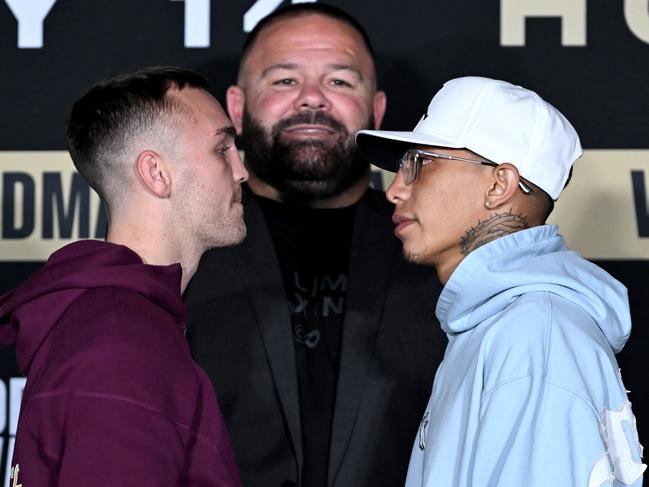 Goodman (L) and Vaca meet face-to-face for the first time. Pictures: No Limit Boxing/Gregg Porteous
