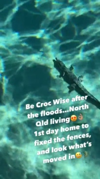 Croc moves into pool after FNQ floods