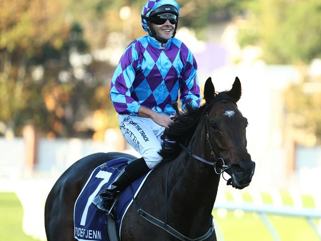 SYDNEY, AUSTRALIA - APRIL 13: Declan Bates riding Pride of Jenni wins Race 8 Queen Elizabeth Stakes during Sydney Racing: The Championships at Royal Randwick Racecourse on April 13, 2024 in Sydney, Australia. (Photo by Jeremy Ng/Getty Images)