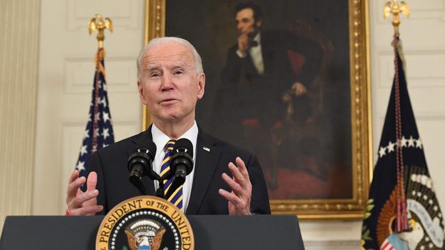 US President Joe Biden in the State Dining Room of the White House in Washington. Picture: AFP