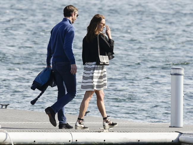 The newlyweds arrive at the Sydney Sea Planes terminal at Rose Bay. Picture: Justin Lloyd