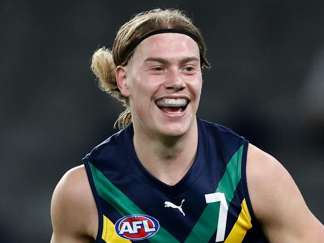 MELBOURNE, AUSTRALIA - MAY 13: Harley Reid of the AFL Academy in action during the match between the AFL Academy Boys and Carlton VFL at Marvel Stadium on May 13, 2023 in Melbourne, Australia. (Photo by Michael Willson/AFL Photos via Getty Images)