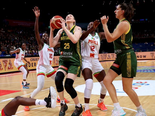 Experienced heads Lauren Jackson and Marianna Tolo helped the Opals arrest an early slide. Picture: AFP