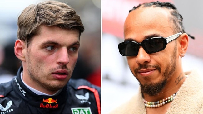 Max Verstappen and Lewis Hamilton. Photos: Getty Images