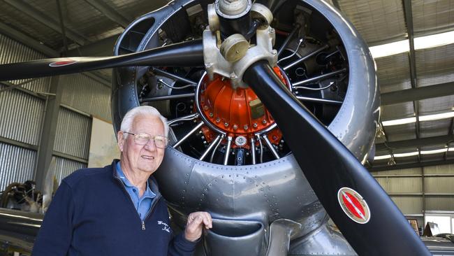 John Deckert, Nhill, chief fundraiser at the Nhill Aviation Heritage Cente, with the new Wirraway plane which he led the fundraising drive for. Picture: Dannika Bonser