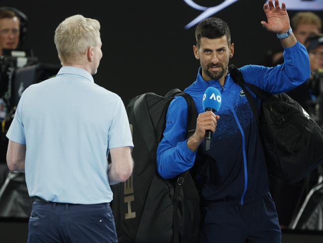 Novak Djokovic’s on-court interview snub ignited the Open. Picture: Michael Klein