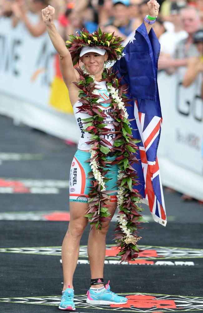 Small but mightily. Mirinda Carfrae after the 2012 Hawaii ironman. Pic: Delly Carr.