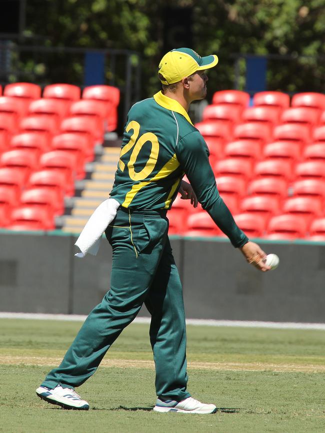 Cricket, Australia XI team playing England Lions in a one-day match at Metricon Stadium. Max Bryant Pic Mike Batterham