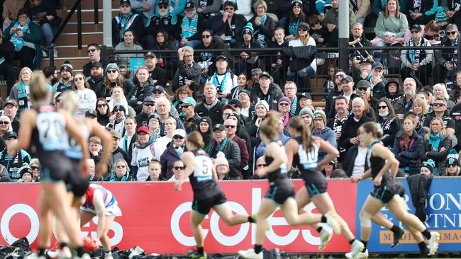 Port Adelaide had a sellout crowd for its first ever women’s home game at Adelaide Oval in Round 2. Picture: Sarah Reed/AFL Photos via Getty Images