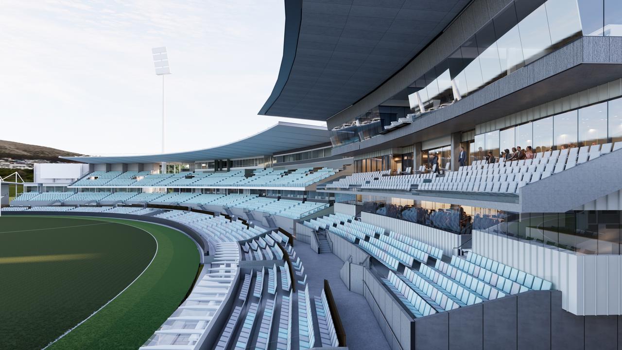 Concept designs of the proposed revamp to UTAS Stadium in Launceston. Picture: Supplied.