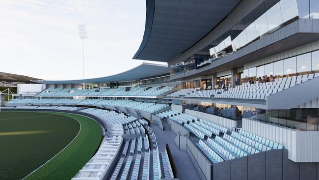Concept designs of the proposed revamp to UTAS Stadium in Launceston. Picture: Supplied.