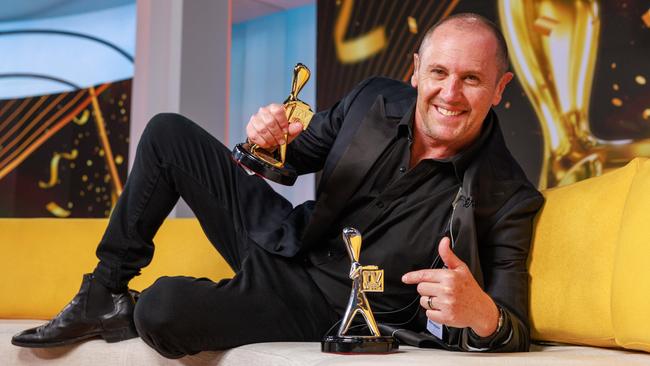 Daily Telegraph. 19, August, 2024. Logies winner, Larry Emdur, who got his tattoo live on air during The Morning Show, in Eveleigh, today. Picture: Justin Lloyd.