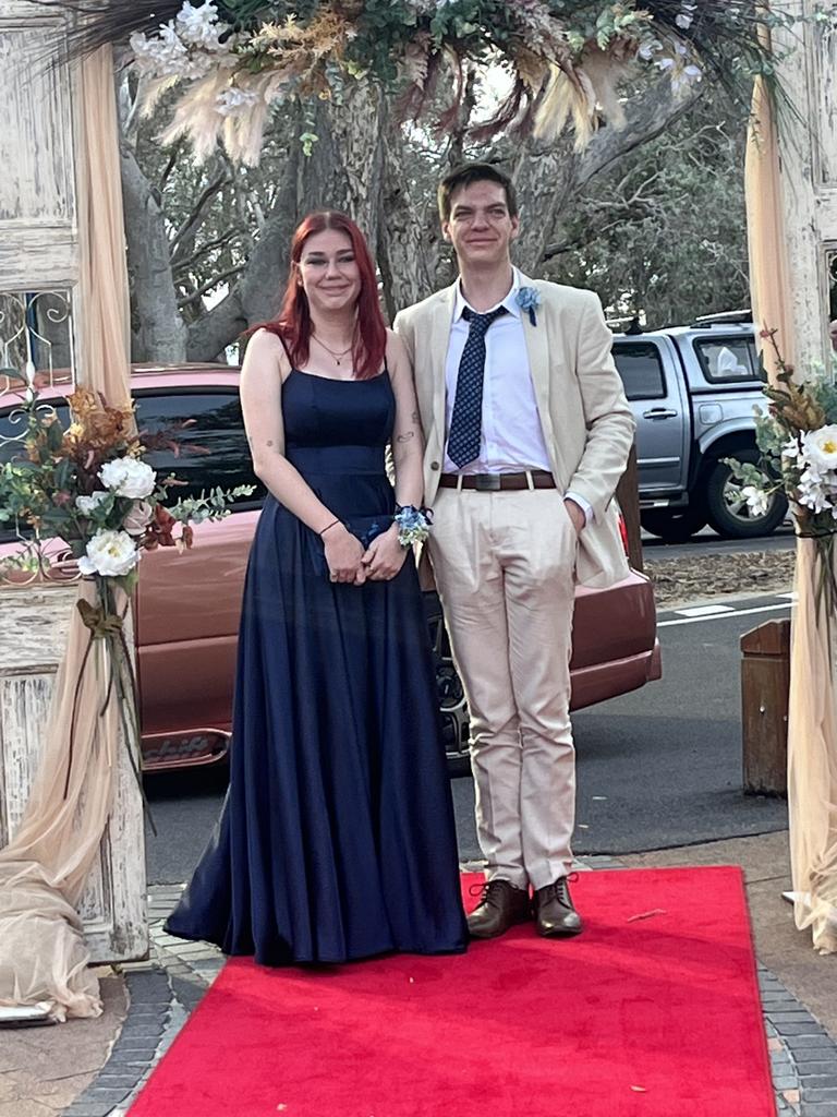Paige McNaught and Alex Storoy arrive at the Hervey Bay State High School formal.