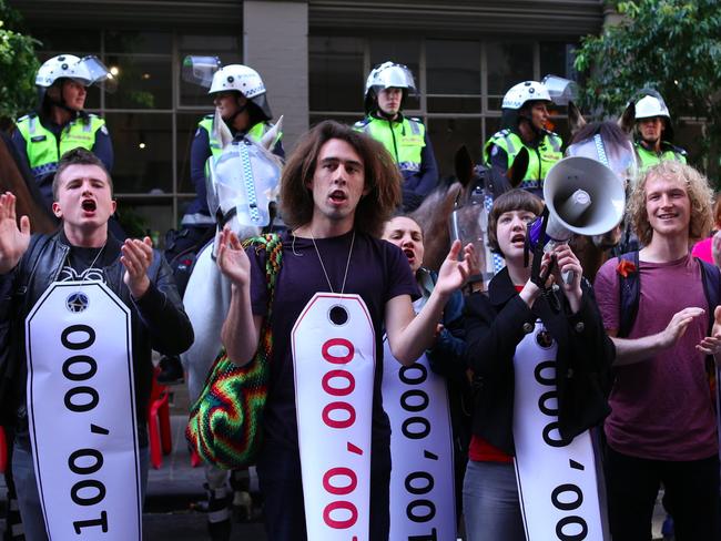A student protest against university reforms. Picture supplied Sarah GarnhamNUS Education Officer