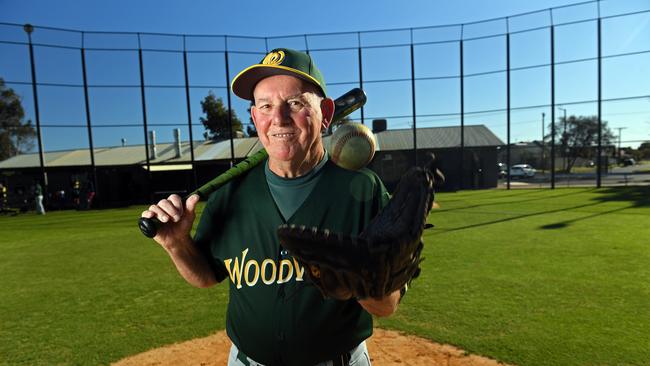 Woodville Baseball Club’s Keith Mortimore is still playing at the age of 77 and has recently played his 1000th game. Picture: Tom Huntley