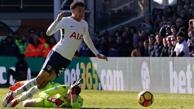 Tottenham Hotspur's English midfielder Dele Alli dives against Crystal Palace