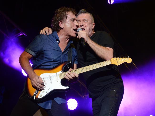 Ian Moss and Jimmy Barnes performing with Cold Chisel. Picture: Brenton Edwards