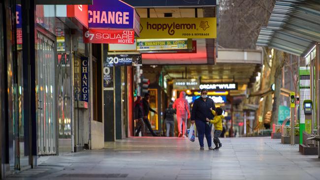 Swanston Street in Melbourne’s CBD. Picture: Jay Town