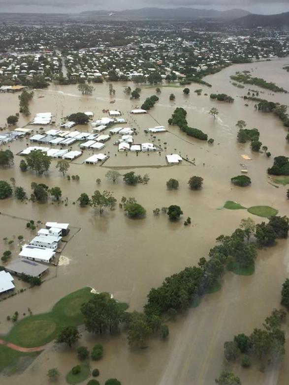 An aerial view shows the extent of the flooding. Picture: Queensland Government Air.