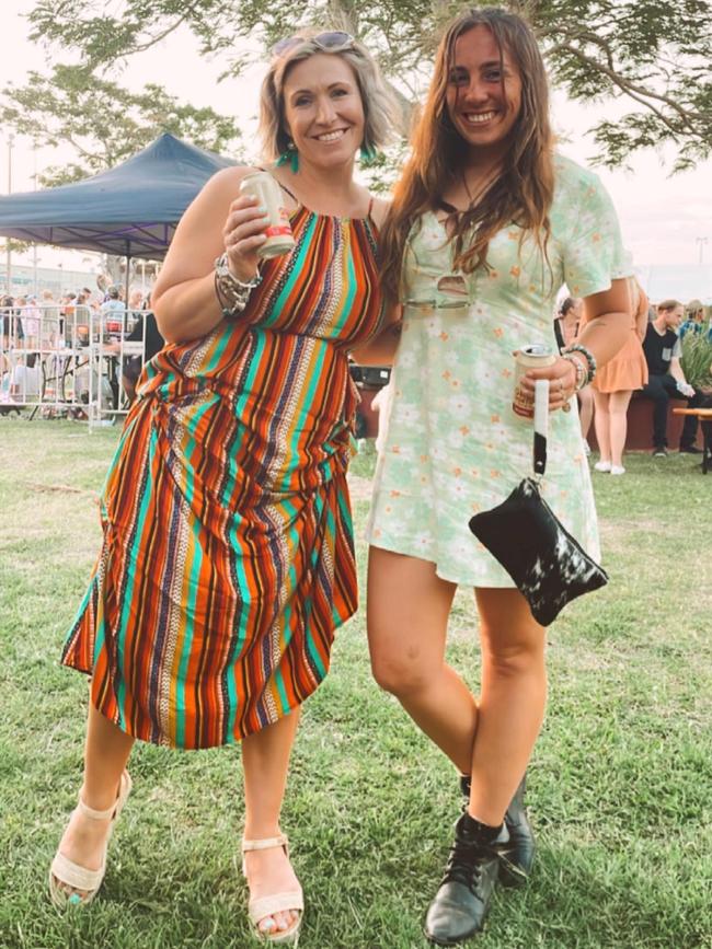 Riqui Vines and her aunty Angela Elliott at the Lost and Found Music Festival earlier in the evening.