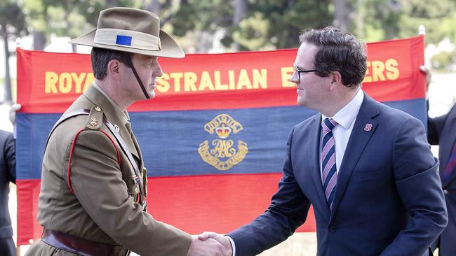 Lieutenant Colonel Paul O’Donnell and Minister for Veterans’ Affairs Matt Keogh. Picture: Chris Kidd