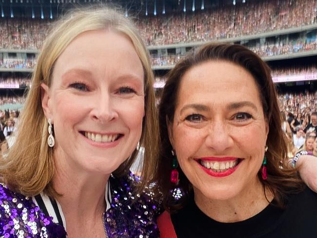 17-02-2024 - Leigh Sales and Lisa Millar at the Taylor Swift concert at the MCG.