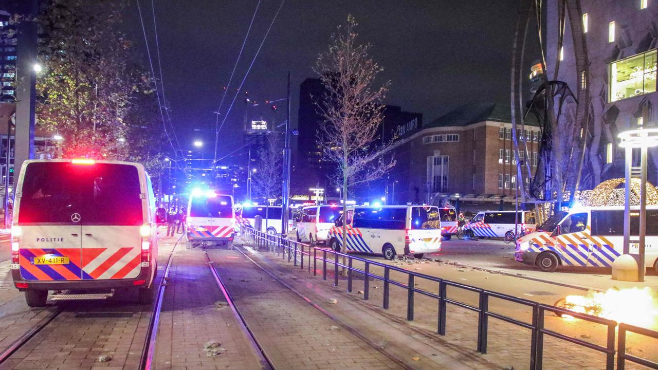 Dutch police fired warning shots, injuring at least four people, during the riots. Picture: Vln Nieuws/ANP/AFP