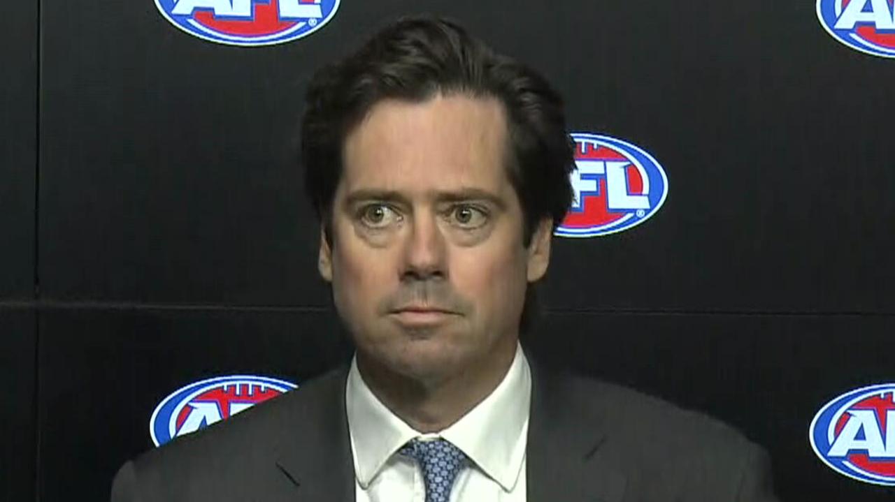 Gillon McLachlan was unimpressed with questions around an alleged investigation into young Pie Jaidyn Stephenson.