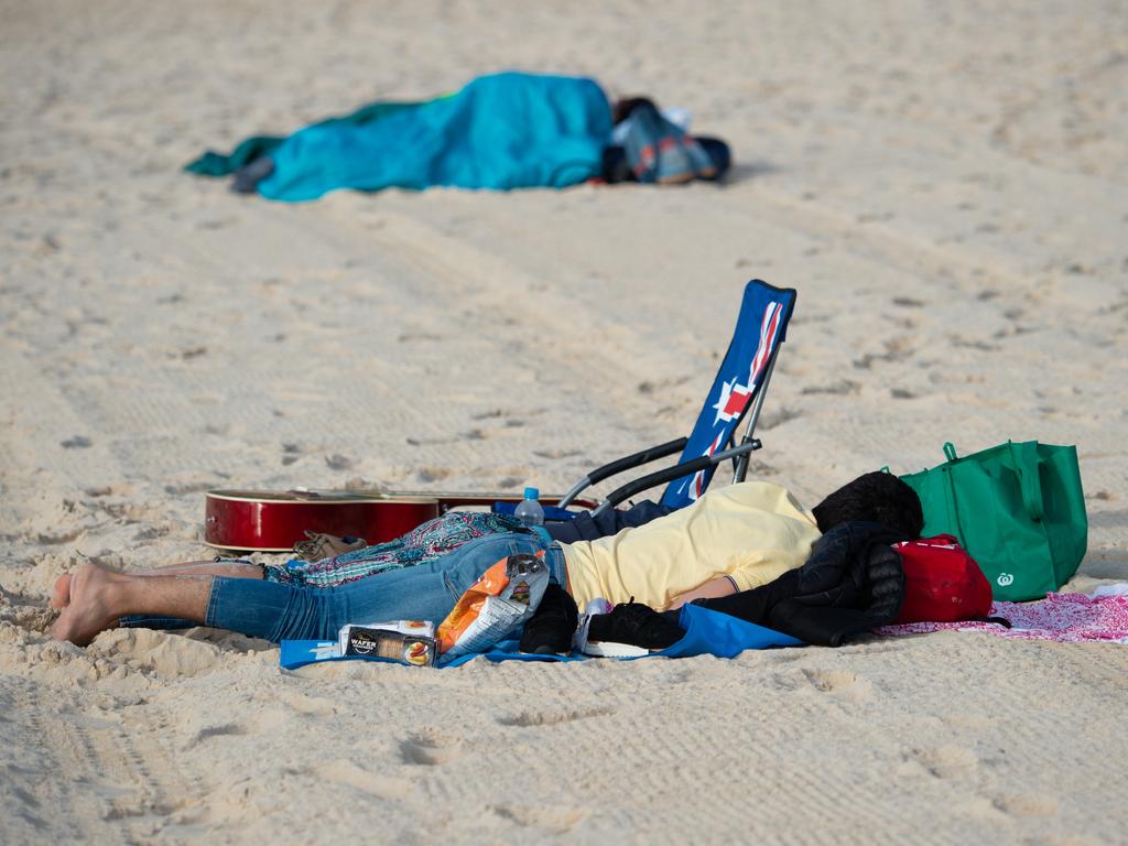 Around 7.30am New Years Day at Bondi Beach. Picture: Monique Harmer