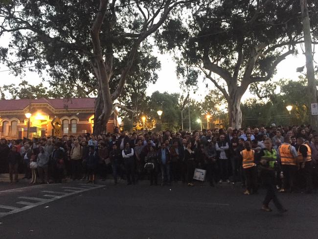 The crowds of commuters at Kensington train station. Picture: Supplied