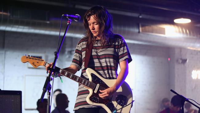 AUSTIN, TX - MARCH 19: Courtney Barnett preforms at Tumblr IRL Presents Courtney Barnett At SXSW, With Art By Traceloops, Wolf Mask &amp; Ana Tortos on March 19, 2015 in Austin, Texas. (Photo by Robin Marchant/Getty Images for Tumblr)