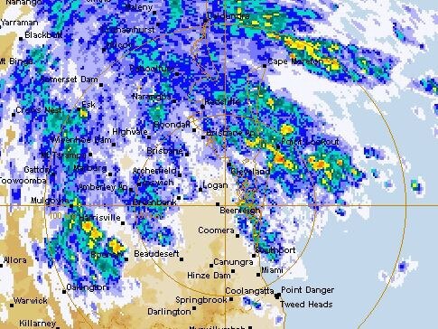 A band of rain moving through southeast Queensland. Picture: BOM