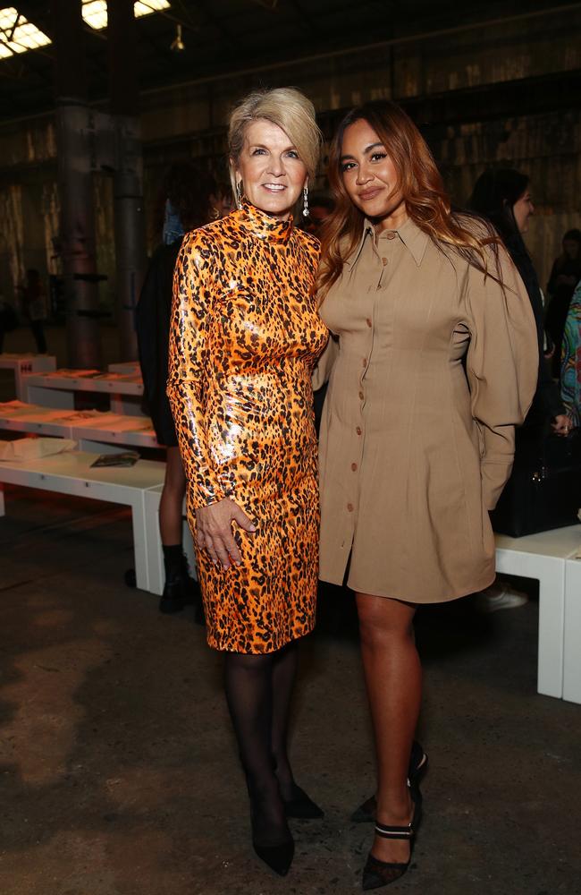 Ms Bishop posed for photos alongside singer Jessica Mauboy. Picture: Don Arnold/WireImage.