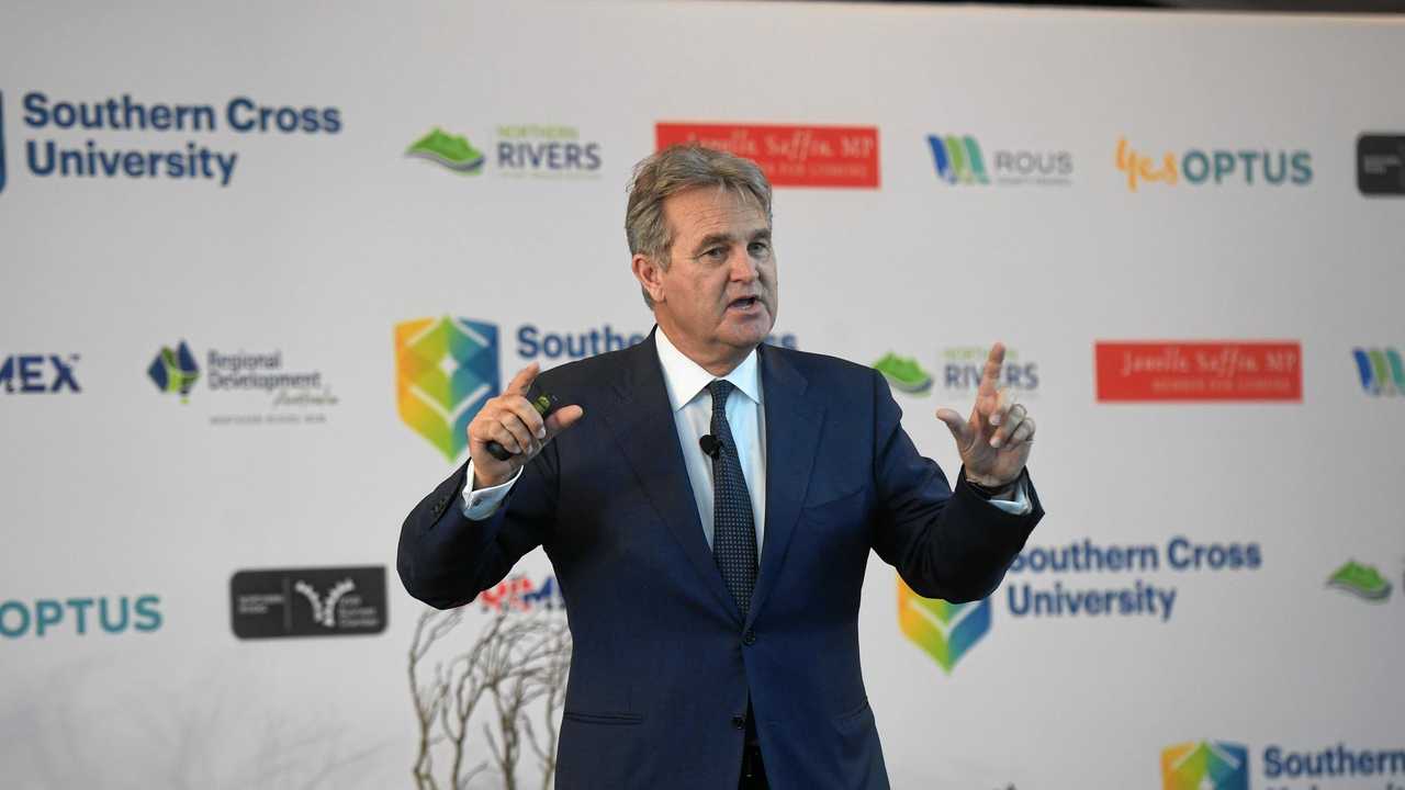 The Demographics Group managing director Bernard Salt talks at the Future Northern Rivers event at SCU. Picture: Marc Stapelberg