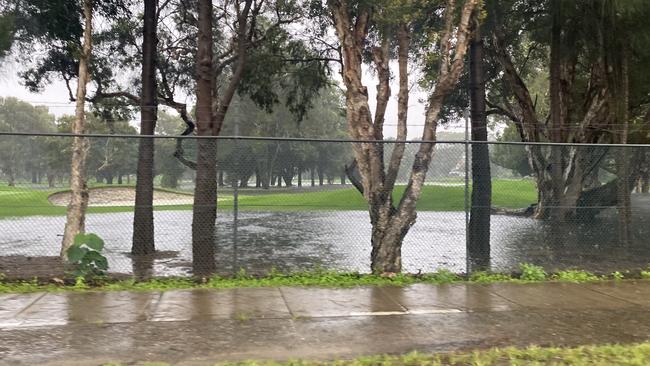 Flooding on Warringah Golf Course at Manly Vale, near Kentwell Rd. Picture: Abby O'Rourke