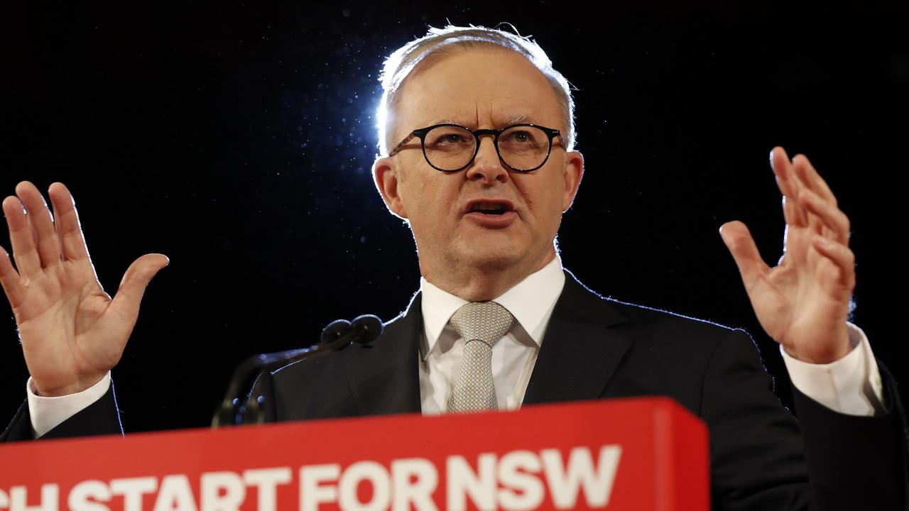 Prime Minister Anthony Albanese speaking during NSW Labor's campaign launch. Picture: Jonathan Ng